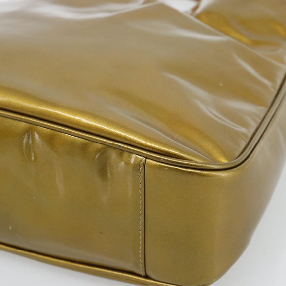 GUCCI Bamboo Hand Bag Patent leather Gold Auth ep14663