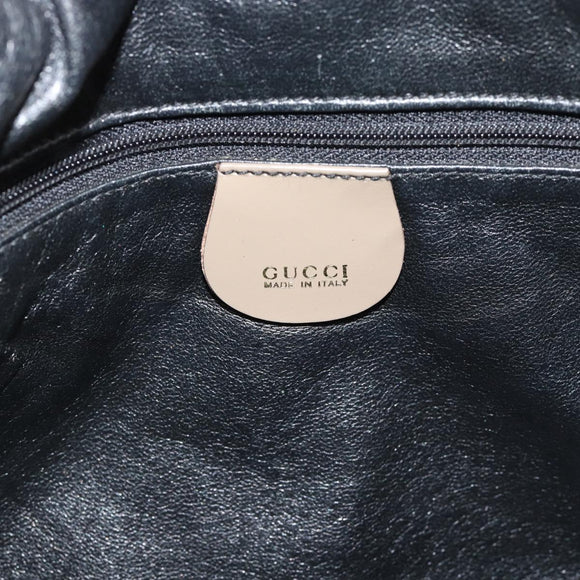 GUCCI Bamboo Hand Bag Patent leather Gold Auth ep14663