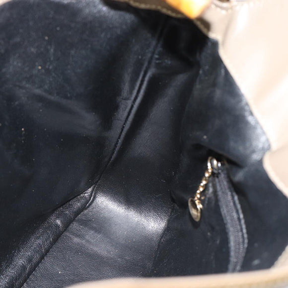 GUCCI Bamboo Hand Bag Patent leather Gold Auth ep14663