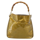 GUCCI Bamboo Hand Bag Patent leather Gold Auth ep14663-13