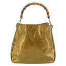 GUCCI Bamboo Hand Bag Patent leather Gold Auth ep14663-2