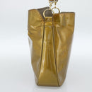 GUCCI Bamboo Hand Bag Patent leather Gold Auth ep14663-4