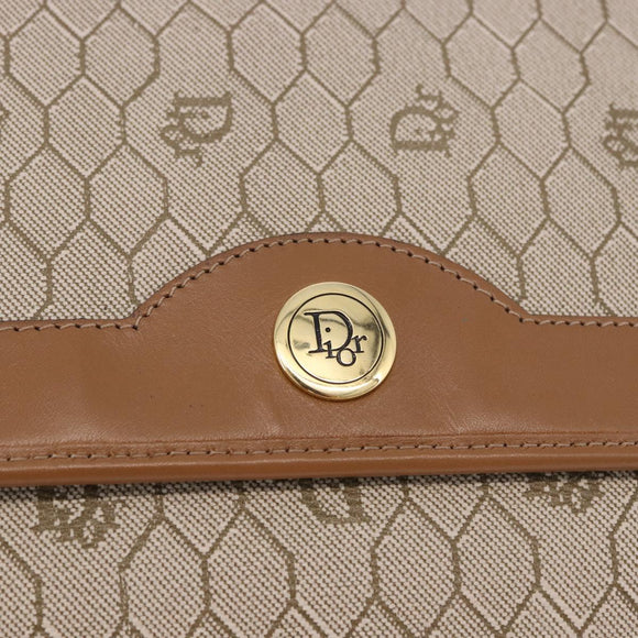Christian Dior Honeycomb Canvas Chain Shoulder Bag PVC Black Gold Auth ep14665
