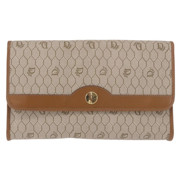 Christian Dior Honeycomb Canvas Chain Shoulder Bag PVC Black Gold Auth ep14665