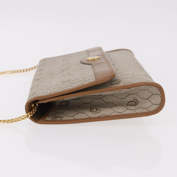 Christian Dior Honeycomb Canvas Chain Shoulder Bag PVC Black Gold Auth ep14665