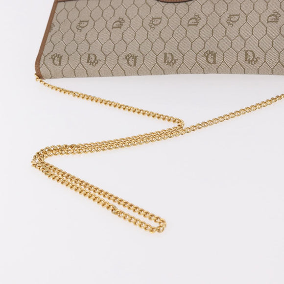 Christian Dior Honeycomb Canvas Chain Shoulder Bag PVC Black Gold Auth ep14665