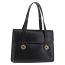Christian Dior Hand Bag Leather Black Gold Auth ep14672-1