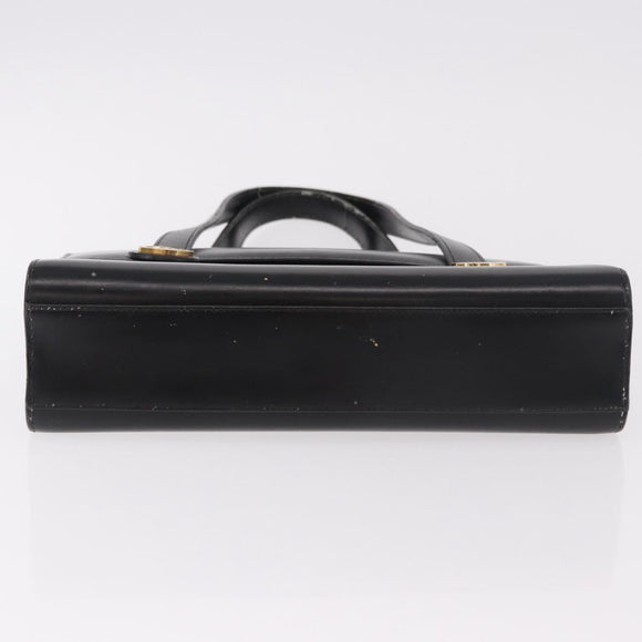 Christian Dior Hand Bag Leather Black Gold Auth ep14672