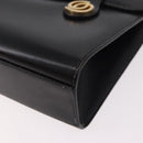 Christian Dior Hand Bag Leather Black Gold Auth ep14672-12