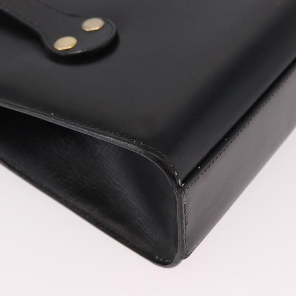 Christian Dior Hand Bag Leather Black Gold Auth ep14672