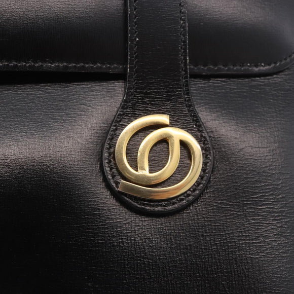 Christian Dior Hand Bag Leather Black Gold Auth ep14672