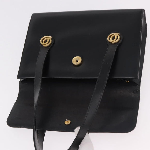 Christian Dior Hand Bag Leather Black Gold Auth ep14672