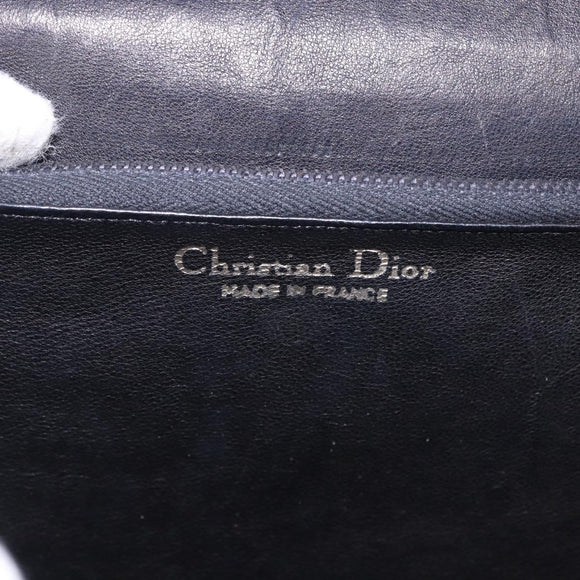 Christian Dior Hand Bag Leather Black Gold Auth ep14672