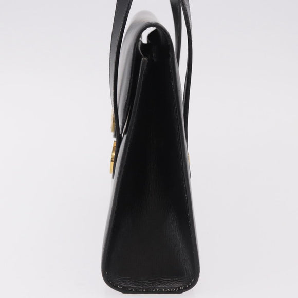 Christian Dior Hand Bag Leather Black Gold Auth ep14672