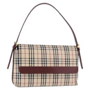 BURBERRY Nova Check Hand Bag Canvas Beige Gold Auth ep14673-1