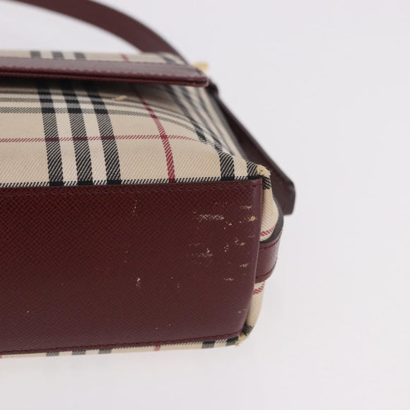 BURBERRY Nova Check Hand Bag Canvas Beige Gold Auth ep14673