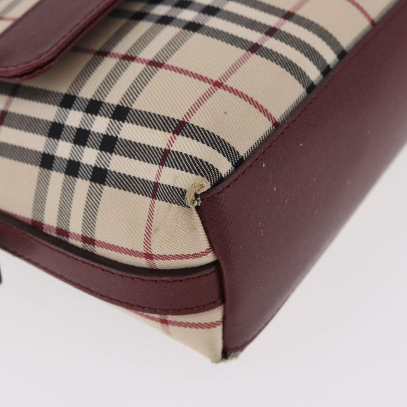 BURBERRY Nova Check Hand Bag Canvas Beige Gold Auth ep14673