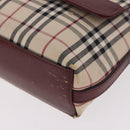 BURBERRY Nova Check Hand Bag Canvas Beige Gold Auth ep14673-15