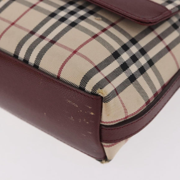 BURBERRY Nova Check Hand Bag Canvas Beige Gold Auth ep14673