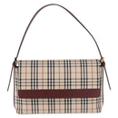 BURBERRY Nova Check Hand Bag Canvas Beige Gold Auth ep14673-13