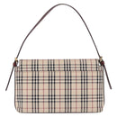BURBERRY Nova Check Hand Bag Canvas Beige Gold Auth ep14673-2