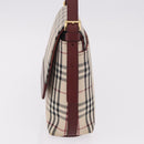 BURBERRY Nova Check Hand Bag Canvas Beige Gold Auth ep14673-3