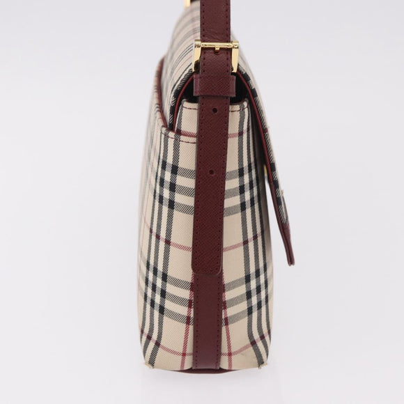 BURBERRY Nova Check Hand Bag Canvas Beige Gold Auth ep14673