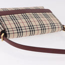 BURBERRY Nova Check Hand Bag Canvas Beige Gold Auth ep14673-7