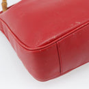 GUCCI Bamboo Hand Bag Leather 2way Red Gold Auth ep14677-9