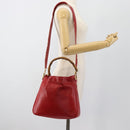 GUCCI Bamboo Hand Bag Leather 2way Red Gold Auth ep14677-23