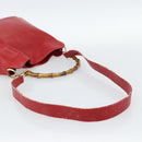 GUCCI Bamboo Hand Bag Leather 2way Red Gold Auth ep14677-8