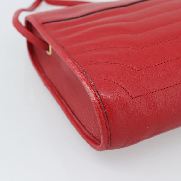 Christian Dior Shoulder Bag Leather Red Gold Auth ep14679