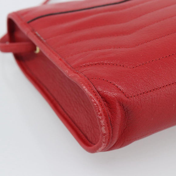 Christian Dior Shoulder Bag Leather Red Gold Auth ep14679