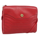 Christian Dior Shoulder Bag Leather Red Gold Auth ep14679-1