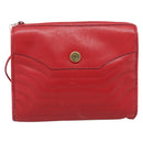 Christian Dior Shoulder Bag Leather Red Gold Auth ep14679-13