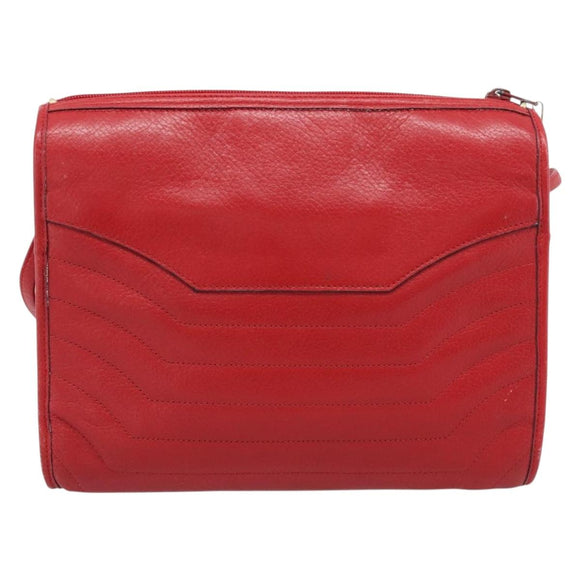 Christian Dior Shoulder Bag Leather Red Gold Auth ep14679
