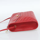 Christian Dior Shoulder Bag Leather Red Gold Auth ep14679-3