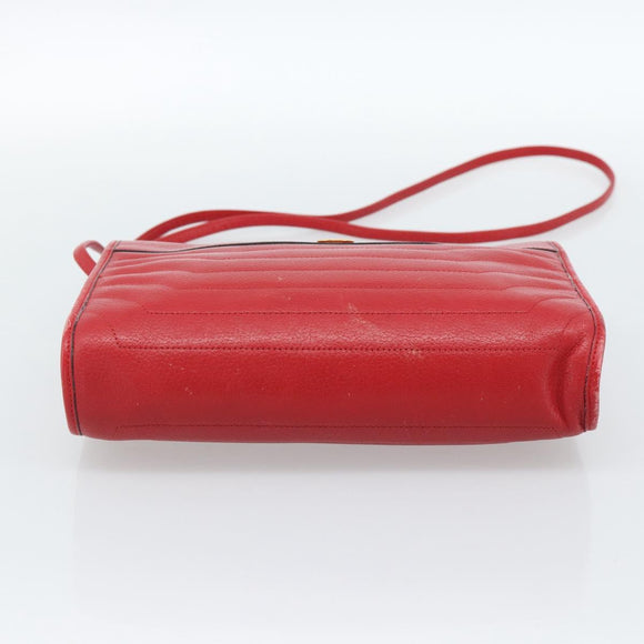 Christian Dior Shoulder Bag Leather Red Gold Auth ep14679
