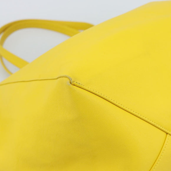 CELINE Horizontalkava Tote Bag Leather Yellow Gold Auth ep14681