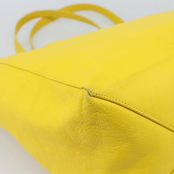 CELINE Horizontalkava Tote Bag Leather Yellow Gold Auth ep14681