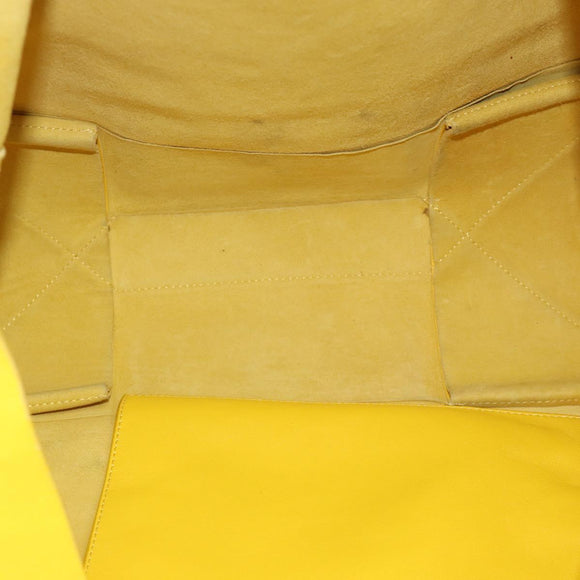 CELINE Horizontalkava Tote Bag Leather Yellow Gold Auth ep14681