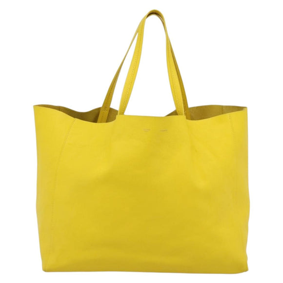 CELINE Horizontalkava Tote Bag Leather Yellow Gold Auth ep14681