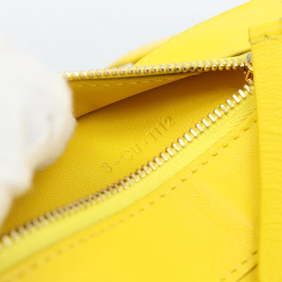 CELINE Horizontalkava Tote Bag Leather Yellow Gold Auth ep14681