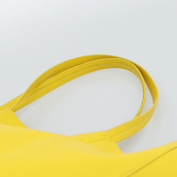 CELINE Horizontalkava Tote Bag Leather Yellow Gold Auth ep14681