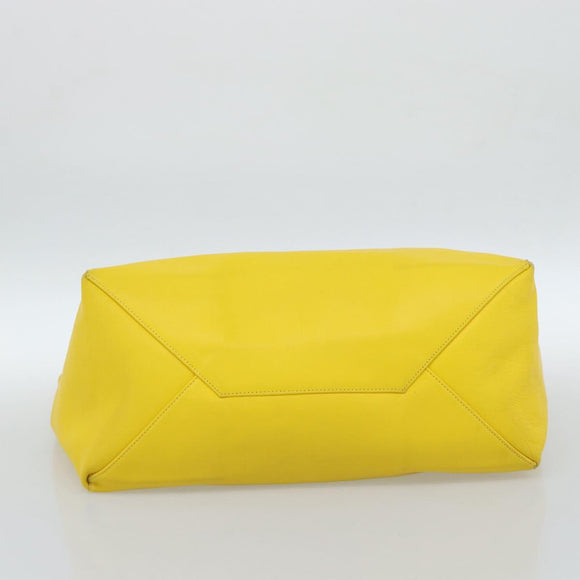 CELINE Horizontalkava Tote Bag Leather Yellow Gold Auth ep14681