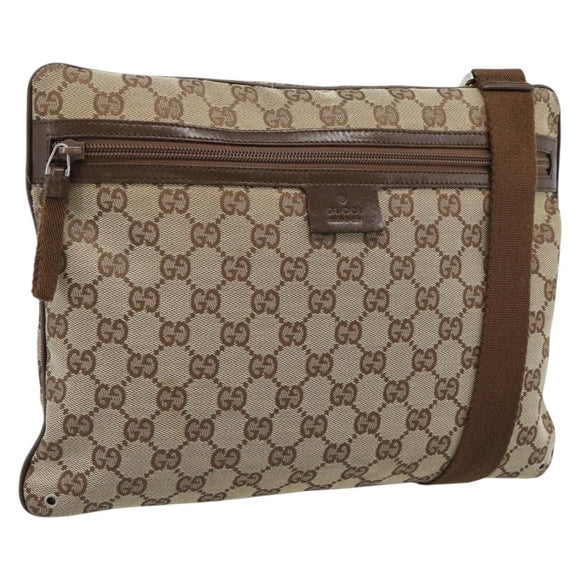 GUCCI GG Canvas Shoulder Bag Beige Silver 90476 Auth ep14683