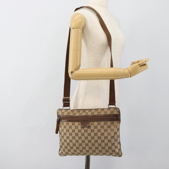 GUCCI GG Canvas Shoulder Bag Beige Silver 90476 Auth ep14683
