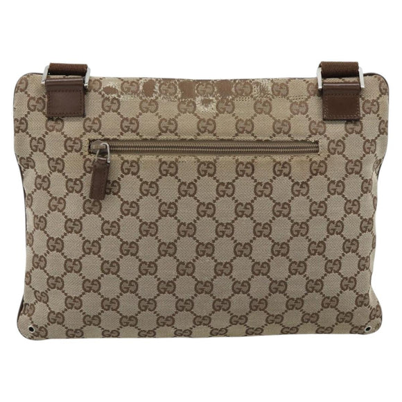 GUCCI GG Canvas Shoulder Bag Beige Silver 90476 Auth ep14683