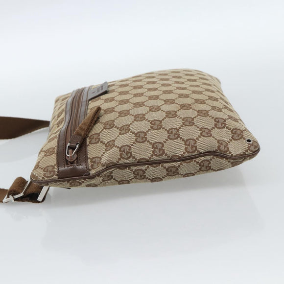 GUCCI GG Canvas Shoulder Bag Beige Silver 90476 Auth ep14683