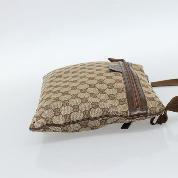 GUCCI GG Canvas Shoulder Bag Beige Silver 90476 Auth ep14683